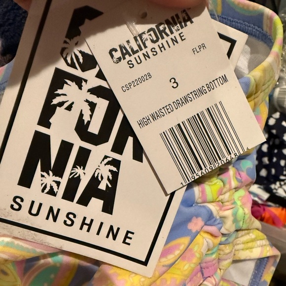 California High Waist Drawstring Full Bottom Pastel Paisley Swim Separate Size 3 - Picture 3 of 16